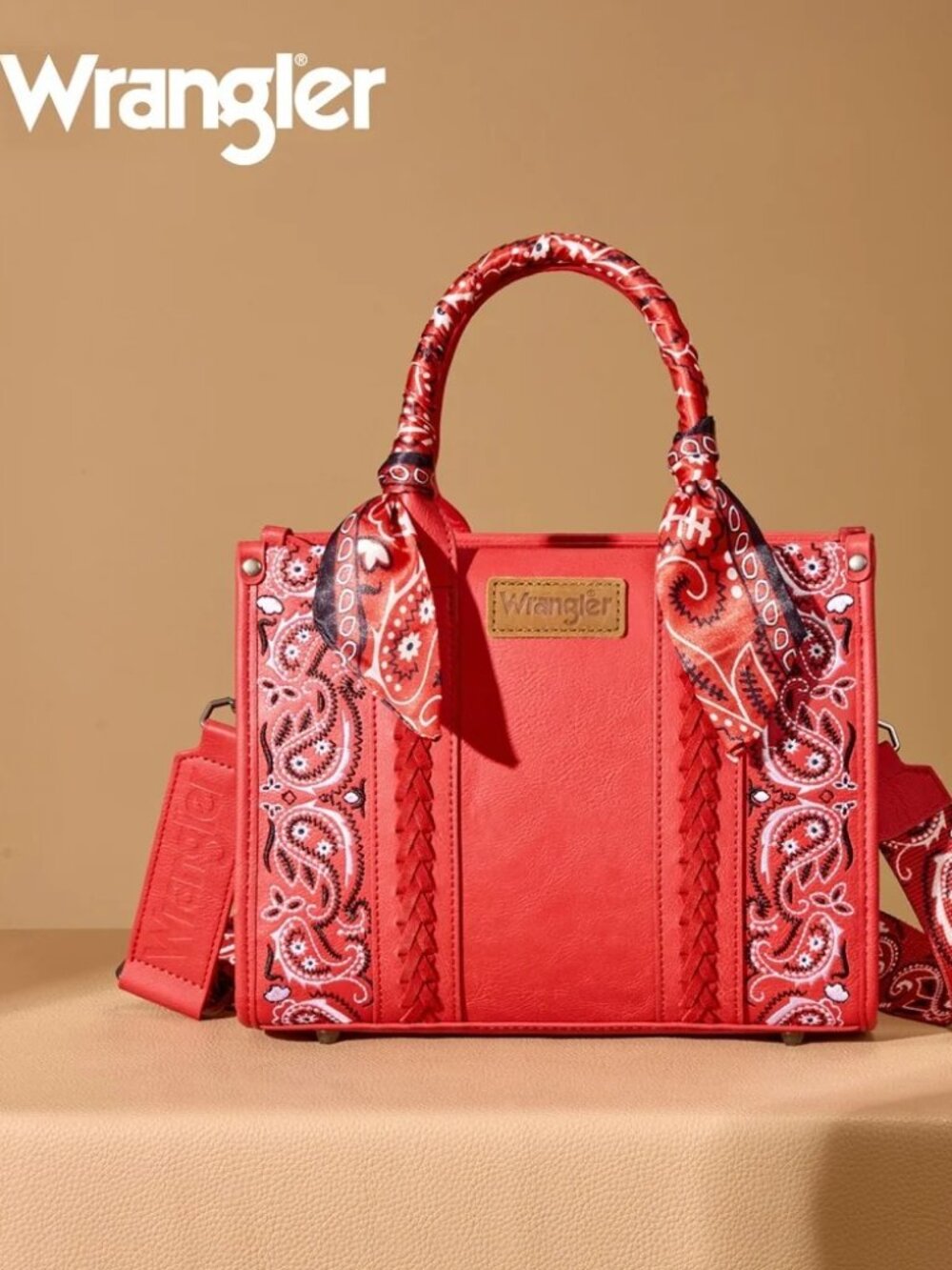 Wrangler Braided Paisley Bandana Tote Bag Red